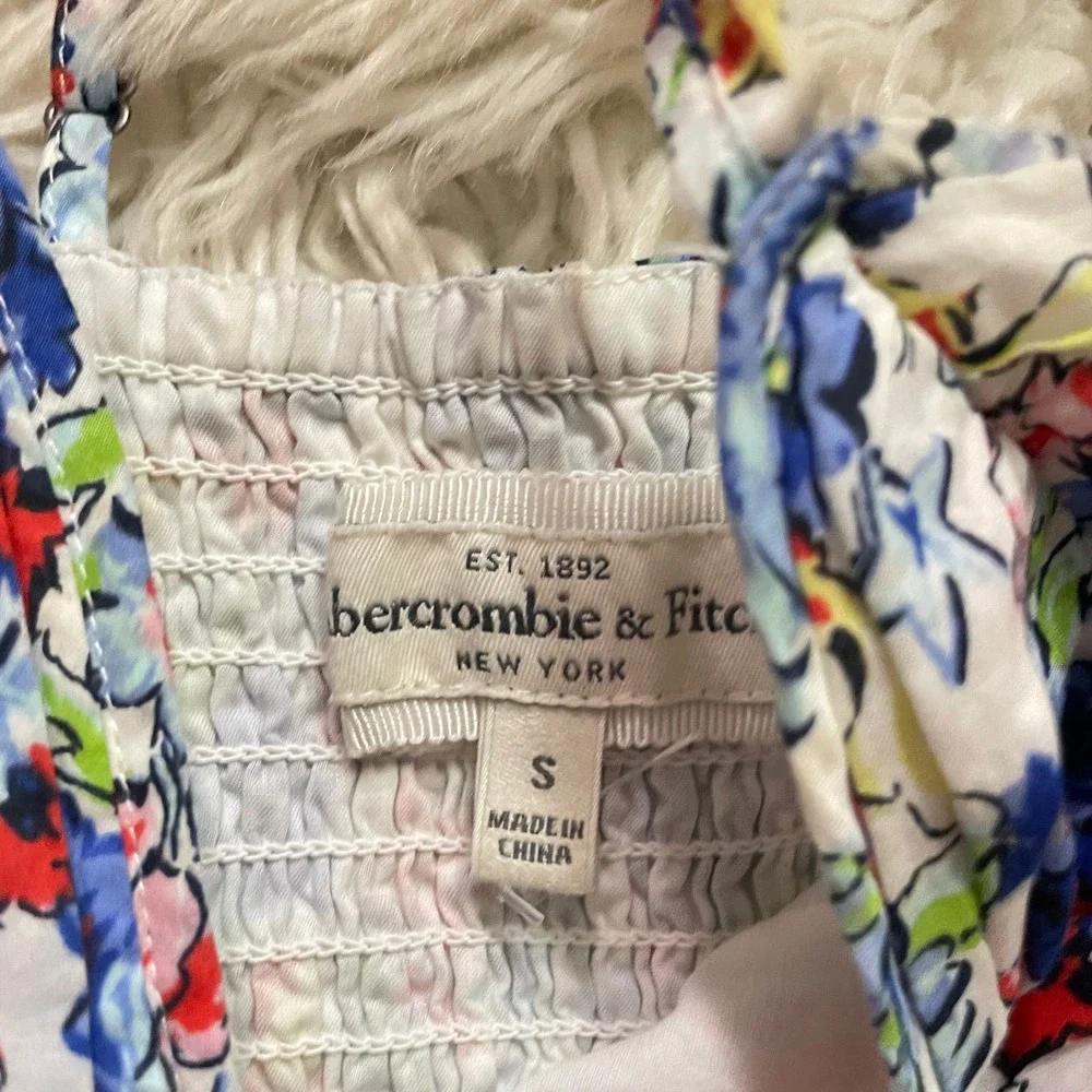 Abercrombie & Fitch Watercolor Floral & Tulle Thin Strap Summer Dress Size Small - Picture 11 of 12